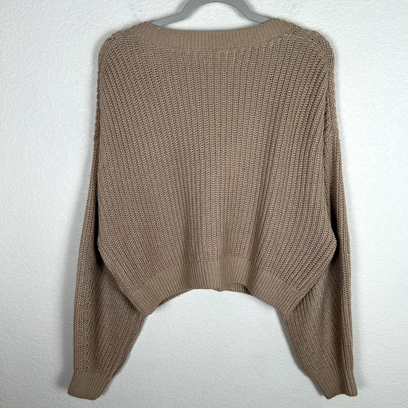 Divided Womens Sz M Womens cropped blocky cotton blend cardigan w/balloon sleeve - Picture 3 of 9